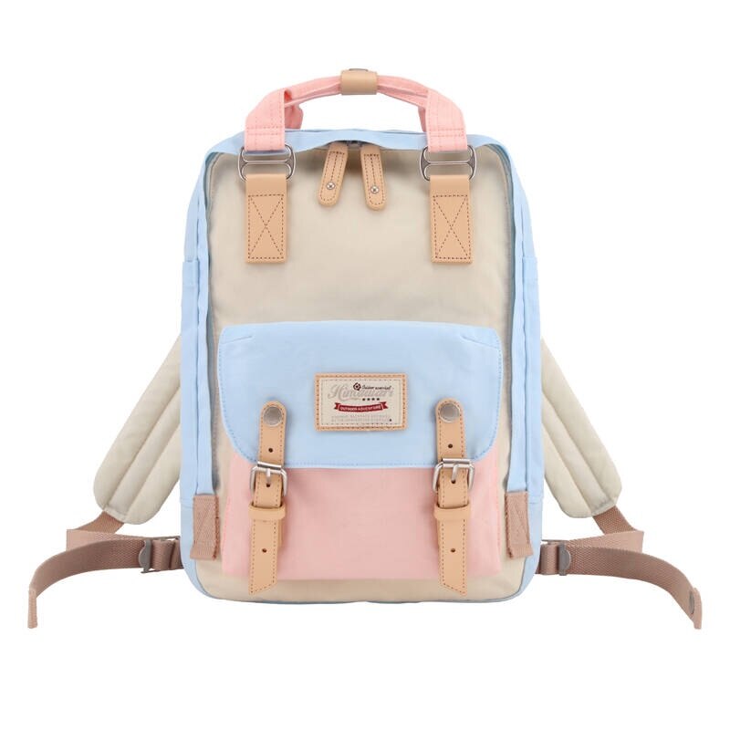 Rucsac laptop 14'', Himawari 188L, pastel, 2 compartimente, 9 buzunare, 39x28x15cm