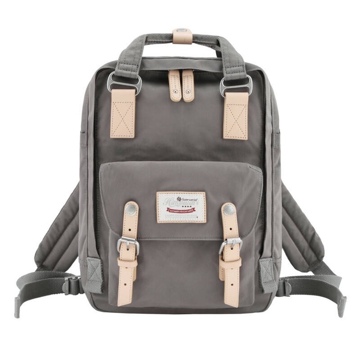 Rucsac laptop 14'', Himawari 188L, gri, 39x28x15cm, 2 compartimente, 9 buzunare