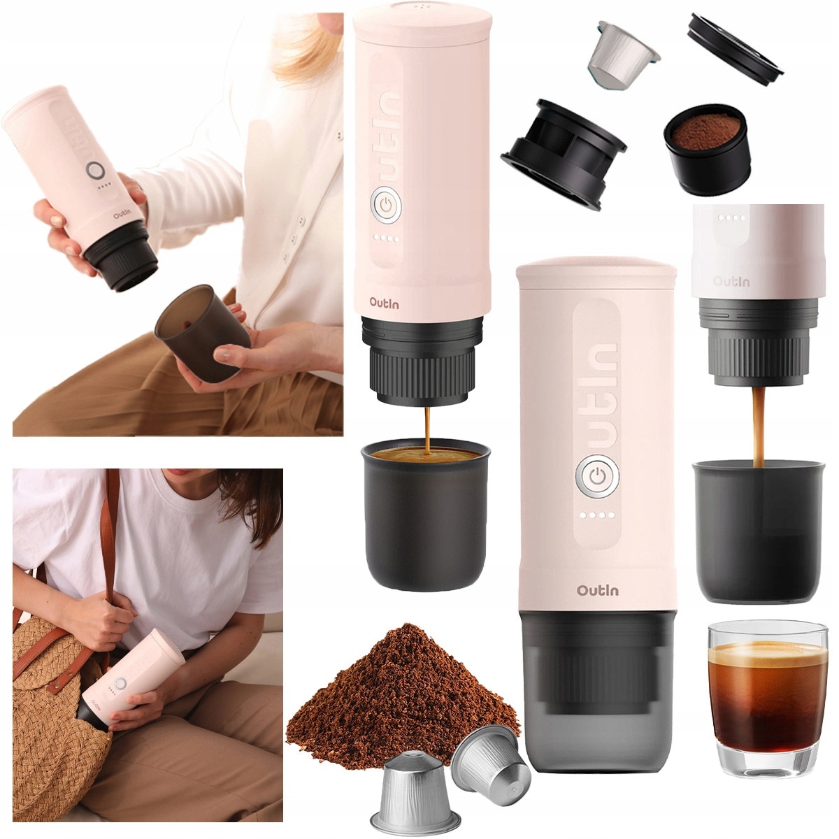 Outin Nano 7500mAh filtru de cafea portabil (roz) - BCRF editie limitata