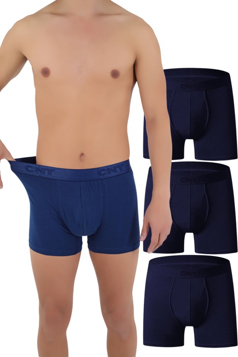 Set 3 perechi boxeri, premium, bumbac, CNT, barbati, bleumarin, S
