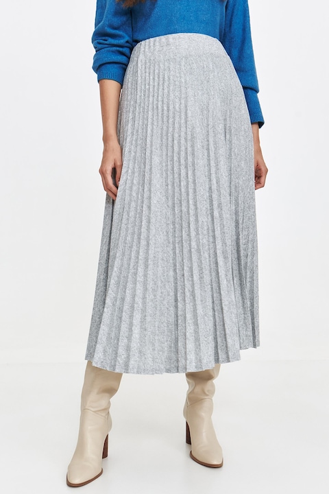 Top Secret, Fusta cu pliuri si talie inalta, Gri deschis, 36