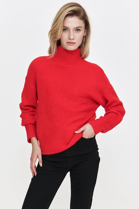 Top Secret, Pulover cu guler inalt si maneci cazute, Rosu, 42