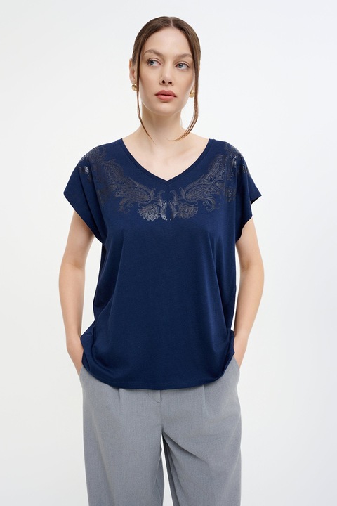 GreenPoint, Tricou din amestec de modal, Albastru inchis