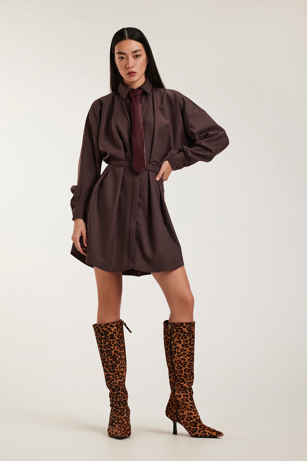 Alina Cernatescu, Rochie-camasa mini Remy, Maro deschis, S