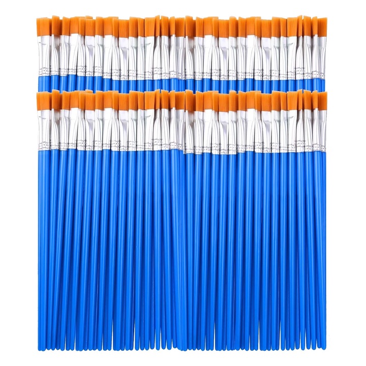 Set 60 Pensule pentru Pictura, SINBINTA, Peri de nailon rezistenti la caldura si uzura, Usor de curatat, Pentru acuarela acrilica, de ulei, detalii miniaturale si pictura pe piatra, Plastic, 170*8mm, Albastru