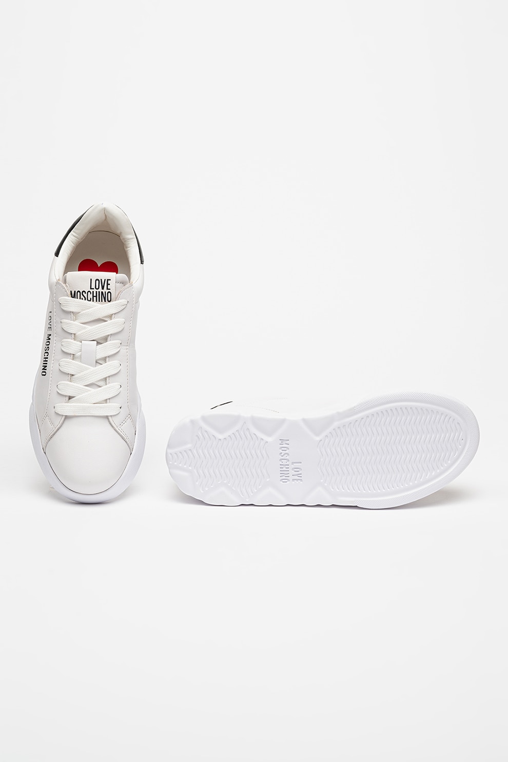 nozominnn♡ Love Moschino, Pantofi sport low-cut de piele ecologica, Negru, 36