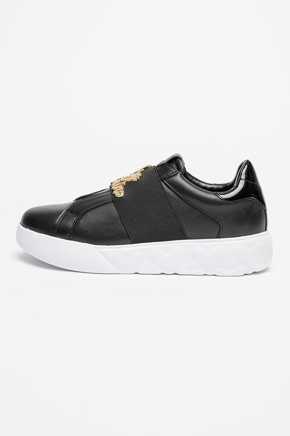 Love Moschino, Pantofi sport de piele ecologica cu perforatii