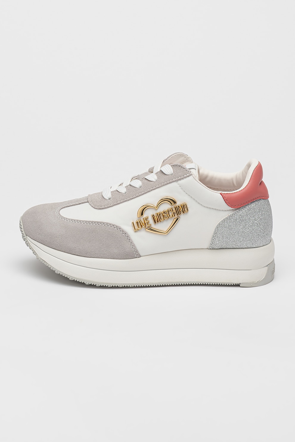 Love Moschino, Pantofi sport cu terminatie tip soseta si logo