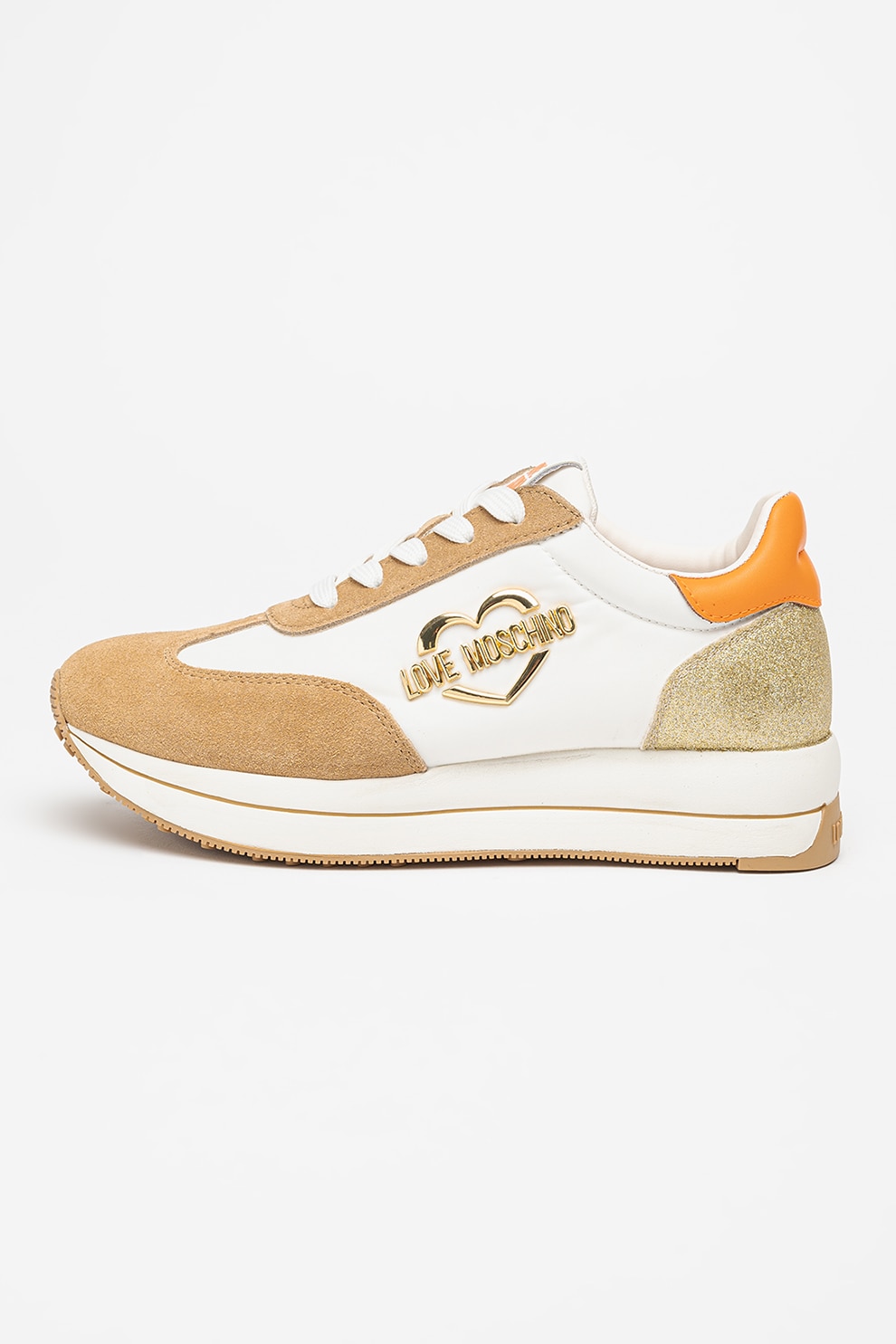 Love Moschino, Pantofi sport low-cut cu logo si garnituri din