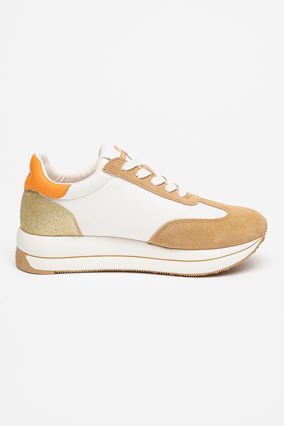 Love Moschino, Pantofi sport low-cut cu logo si garnituri din