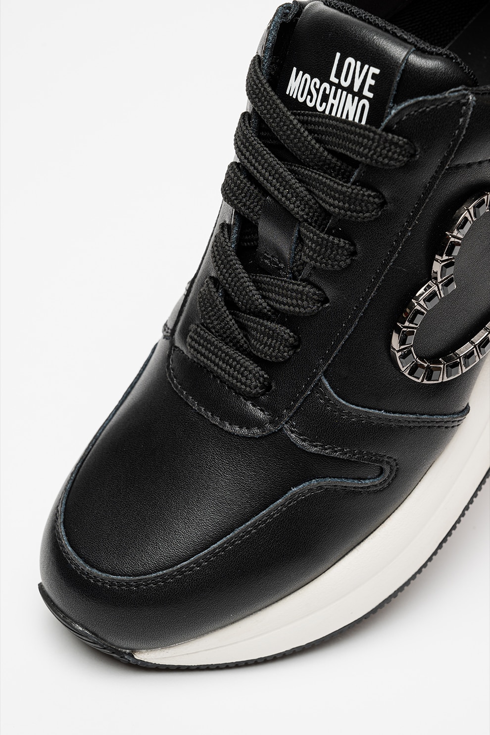 Love Moschino, Pantofi sport low-cut de piele ecologica, Negru, 39
