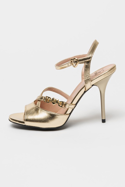 Love Moschino, Fémes hatású tűsarkú szandál, Aranyszín, 40