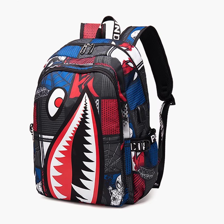 Rucsac, incarcare USB, Potrivit pentru copii，FomoX, design cool, 42x29x16 cm, tesatura Oxford durabila, compartiment pentru laptop de pana la 15,6 inchi, bretele de umar reglabile, spuma moale respirabila, curele de compresie, paianjen stea