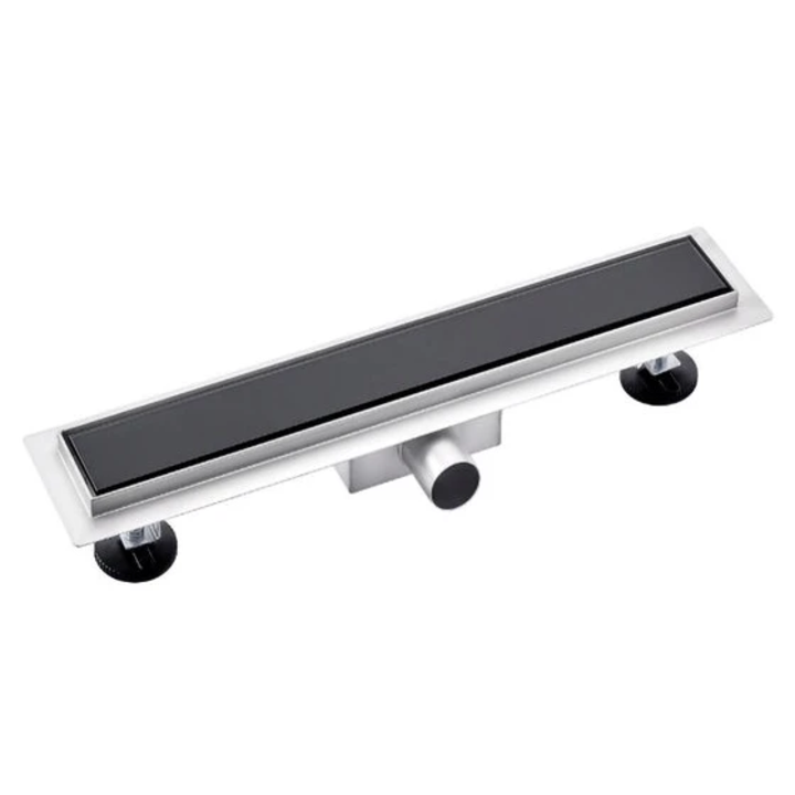 Rigola dus Wyga, inox si sticla, 700 mm, neagra