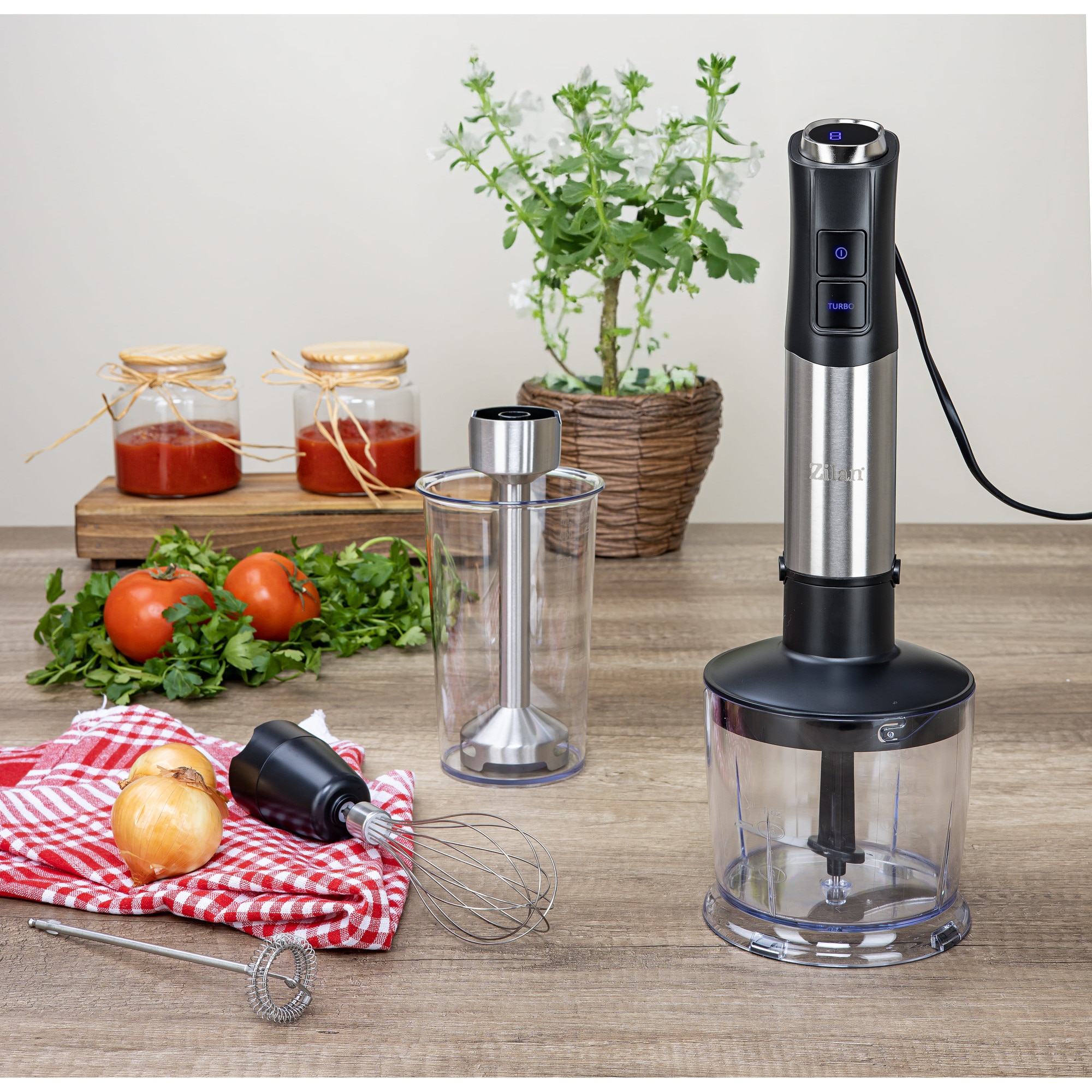 Set blender 5 in 1, putere 1200W, 12 trepte de viteza, functie