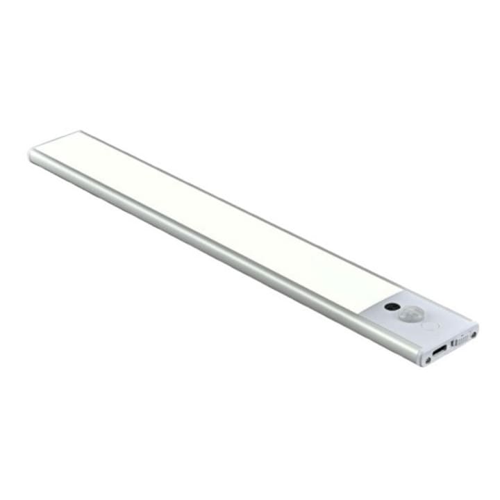 Lumina cu Senzor de Miscare pentru Dulap, Senzor de Miscare a Mainii, Lumina LED Reincarcabila USB, 3 Culori si Luminozitate Reglabila, Iluminare sub Dulap, Ideala pentru Bucatarie, Dulap, 30cm, Alb