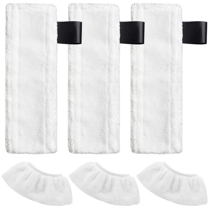 Set 6 lavete/pad PAA-home 3 pentru duza de mana EasyFix si 3 pentru duza de podea a aspiratorului Karcher SC1 SC2 SC3 SC4 SC5