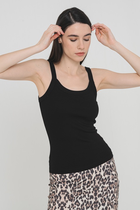 Gina Tricot, Egyszínű U-nyakú top, Fekete