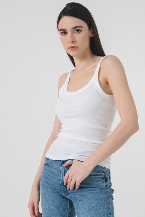 Gina Tricot, Egyszínű U-nyakú top, Fehér