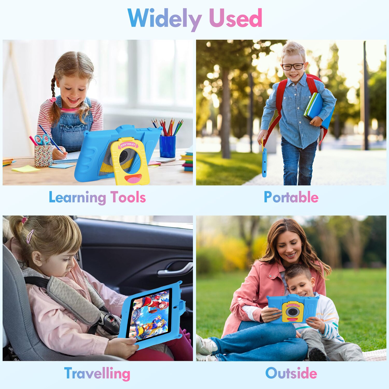 Tableta pentru copii, 7 inch, Android 13, 3-12 ani, 8 (3+5) GB RAM, 64GB ROM, Software pentru copii preinstalat, camera dubla, Bluetooth, WiFi, Software pentru copii preinstalat, Albastru, include husa de protectie