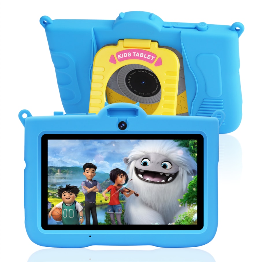 Tableta pentru copii, 7 inch, Android 13, 3-12 ani, 8 (3+5) GB RAM, 64GB ROM, Software pentru copii preinstalat, camera dubla, Bluetooth, WiFi, Software pentru copii preinstalat, Albastru, include husa de protectie