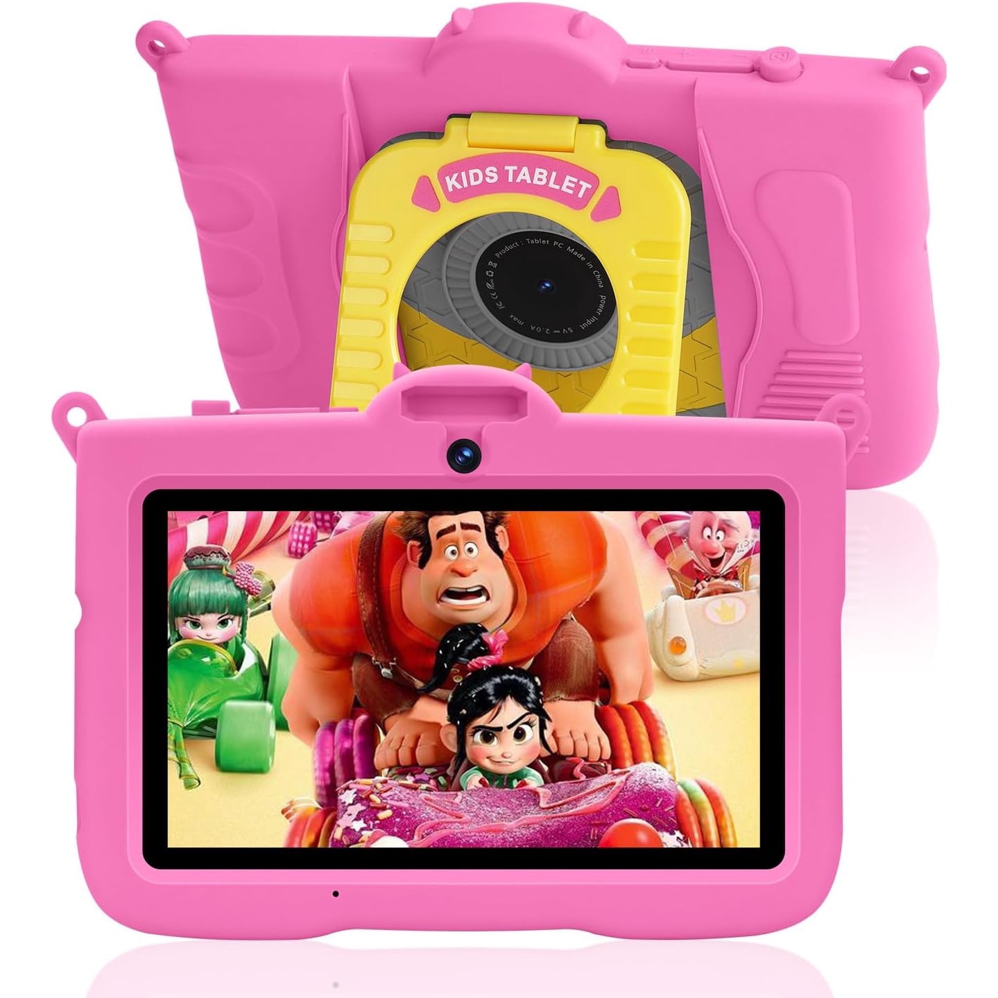 Tableta pentru copii, 7 inch, Android 13, 3-12 ani, 8 (3+5) GB RAM, 64GB ROM, Software pentru copii preinstalat, camera dubla, Bluetooth, WiFi, Software pentru copii preinstalat, Roz, include husa de protectie