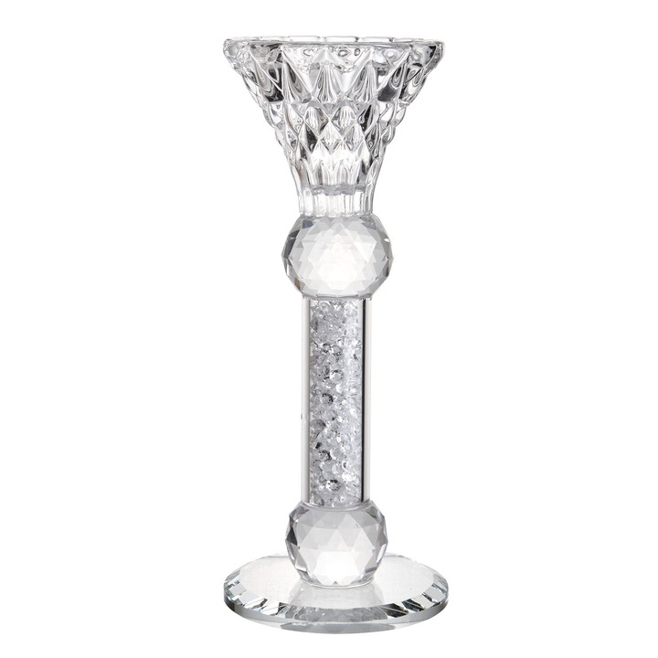 Стъклен свещник, със стъклени стърготини, за свещ "Beauty S".