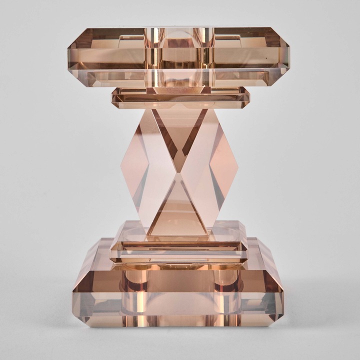 Свещник за 1 свещ цвят кехлибар 10 см