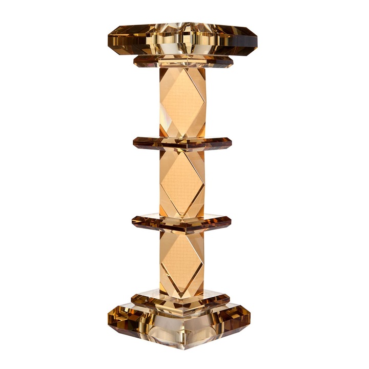 Свещник за 1 свещ цвят кехлибар 20 см