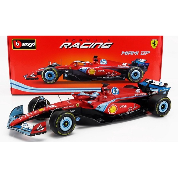 Macheta auto Ferrari SF-24 #16 Formula 1 2024 Charles Leclerc Miami GP 1:18 Bburago