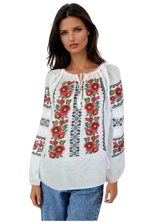 Bluza tip ie traditionala, Negru/Alb Pur