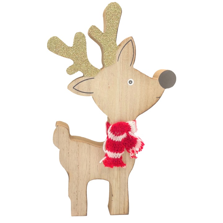 Ren din lemn figurina decoratiune de Craciun 25 cm