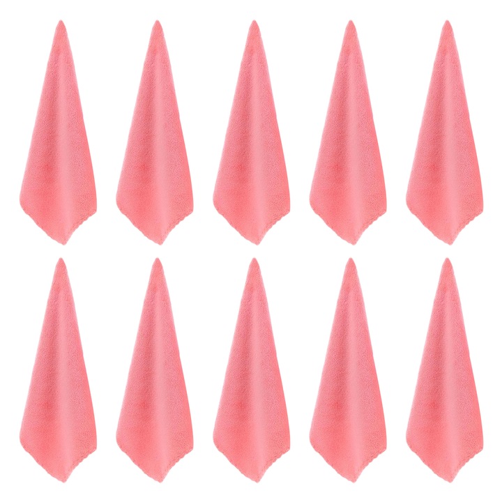 Set 10 prosoape de bucatarie Coral fleece, absorbante, fara miros, multicolor, 30x30cm