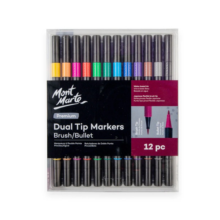 Markere Duo Brush/Bullet Mont Marte 12/set