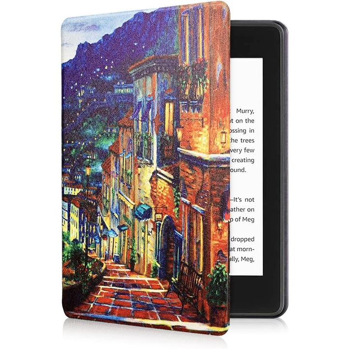 Калъф за Kindle Paperwhite 2024 (12-то поколение) 7 инча / Kindle Colorsoft Signature Edition 7 инча тънък, ултра лек, функция за сън/събуждане, магнитно затваряне - градска улица