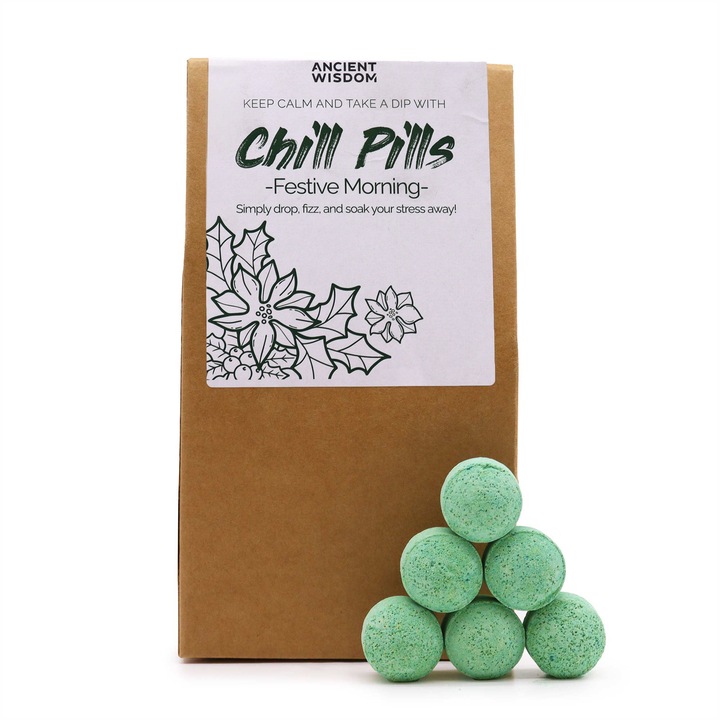 Set 30 Bombe De Baie, Ancient Wisdom, Chill Pills Dimineata De Sarbatoare, 350g