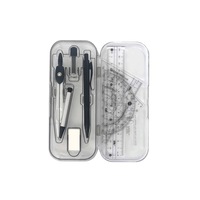 Set instrumente de geometrie, SINBINTA, Set 8 compas reglabil, Cu creion mecanic si accesorii, Usor de depozitat si durabil, Potrivit pentru arhitect, inginer, student, profesori si multe altele, Plastic/Metal, Negru
