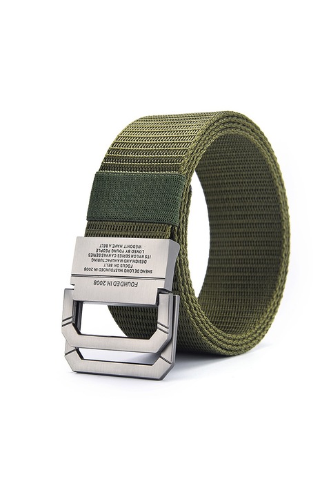 Vászon öv dupla csattal, 3,5cm x 120cm, zöld, unisex