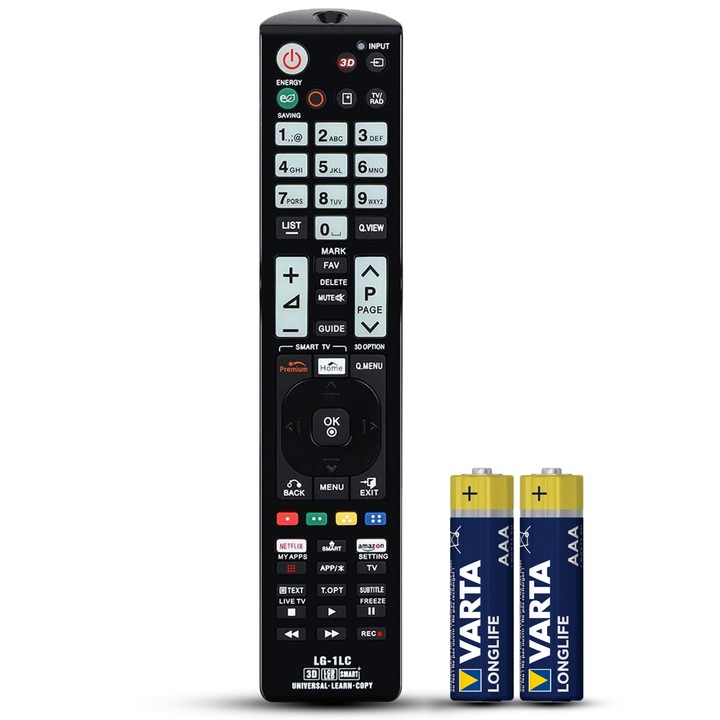 Telecomanda universala LG, LG-1LC, compatibila cu 99% din modelele de TV LCD/LED LG, TEMIX®, baterii incluse
