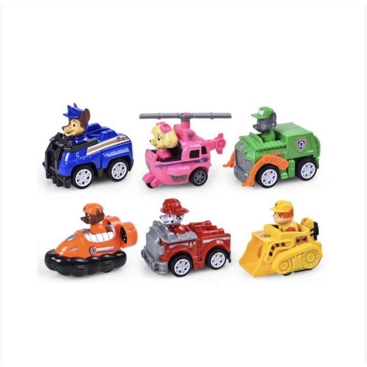 Комплект от 6 фигурки и превозни средства Paw Patrol, Tnagora®, 9 см