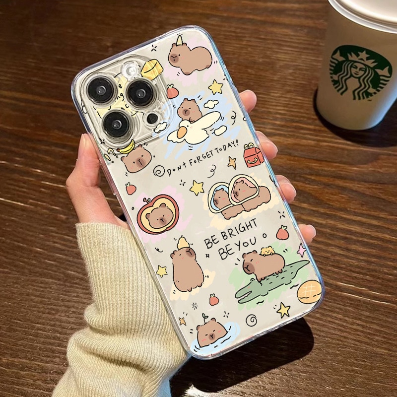 Husa protectie telefon Capybara, TPU, Pentru iPhone 16 Pro, Rezistenta la socuri, Multicolor