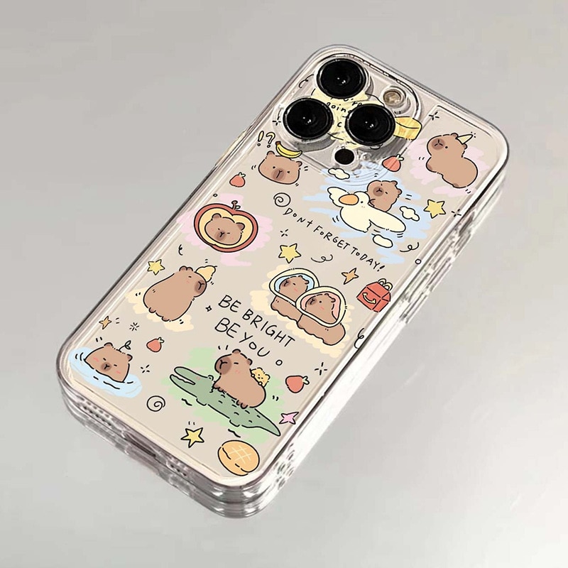 Husa protectie telefon Capybara, TPU, Pentru iPhone 16 Pro, Rezistenta la socuri, Multicolor