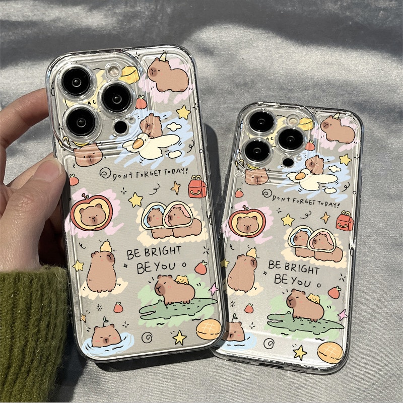 Husa protectie telefon Capybara, TPU, Pentru iPhone 16 Pro, Rezistenta la socuri, Multicolor