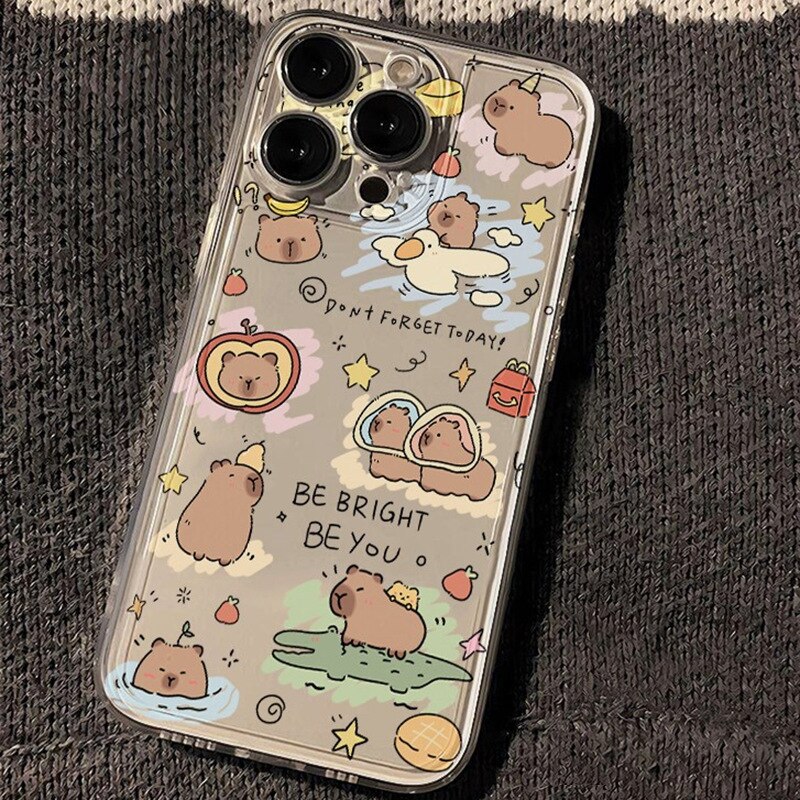 Husa protectie telefon Capybara, TPU, Pentru iPhone 16 Pro, Rezistenta la socuri, Multicolor