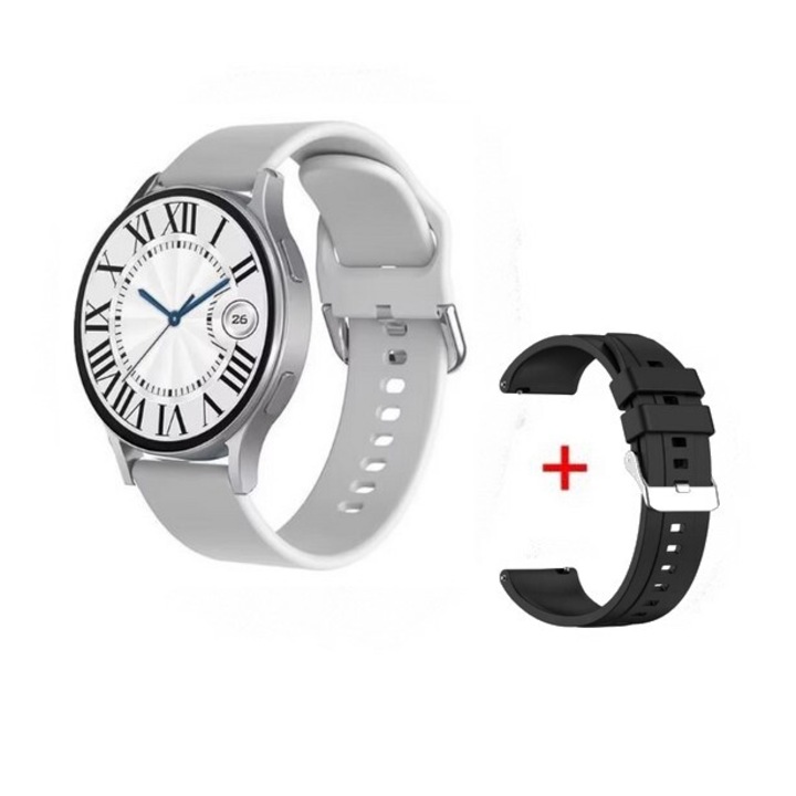 Ceas SmartWatch F8 Plus Smart Watch Black silver Bluetooth pedometru, player muzica Notificari Apeluri/Sms/Social Media monitorizare ritm cardiac player muzica 2 curele silicon