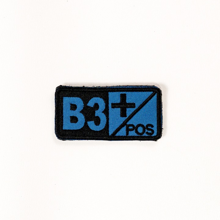 Petic brodat Brodcraft - Grupa de sange B3 pozitiv, albastru deschis, 7x3.5cm