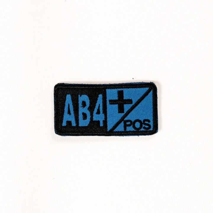 Petic brodat Brodcraft - Grupa de sange AB4 pozitiv, albastru deschis, 7x3.5cm