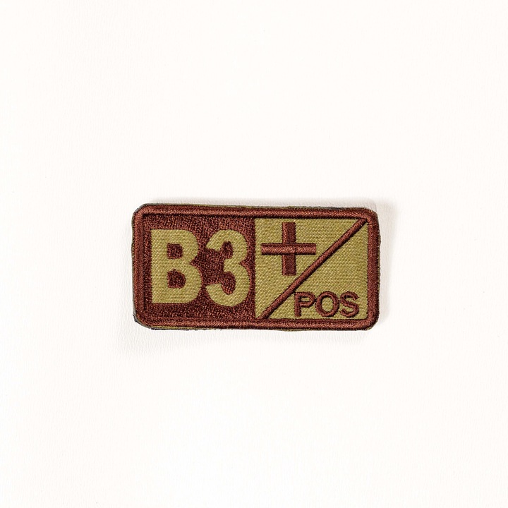 Petic brodat Brodcraft - Grupa de sange B3 pozitiv, kaki, 7x3.5cm