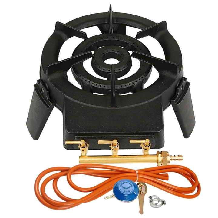 Öntöttvas piroszter SARA 3 csappal + LPG állítható készlet RH-10 + Flex cső 2M+2 nyakörvek