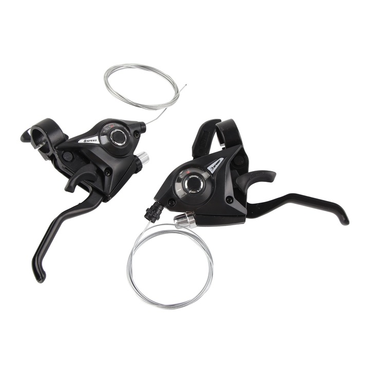 Set manete frana si schimbator bicicleta Peysaitr, aluminiu, negru, 24 viteze, 18x10cm